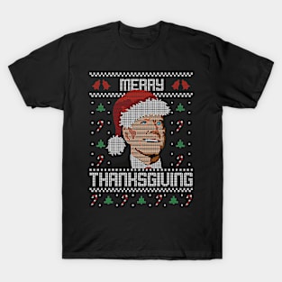 Merry Thanksgiving Funny Joe Biden Ugly Christmas Sweater T-Shirt